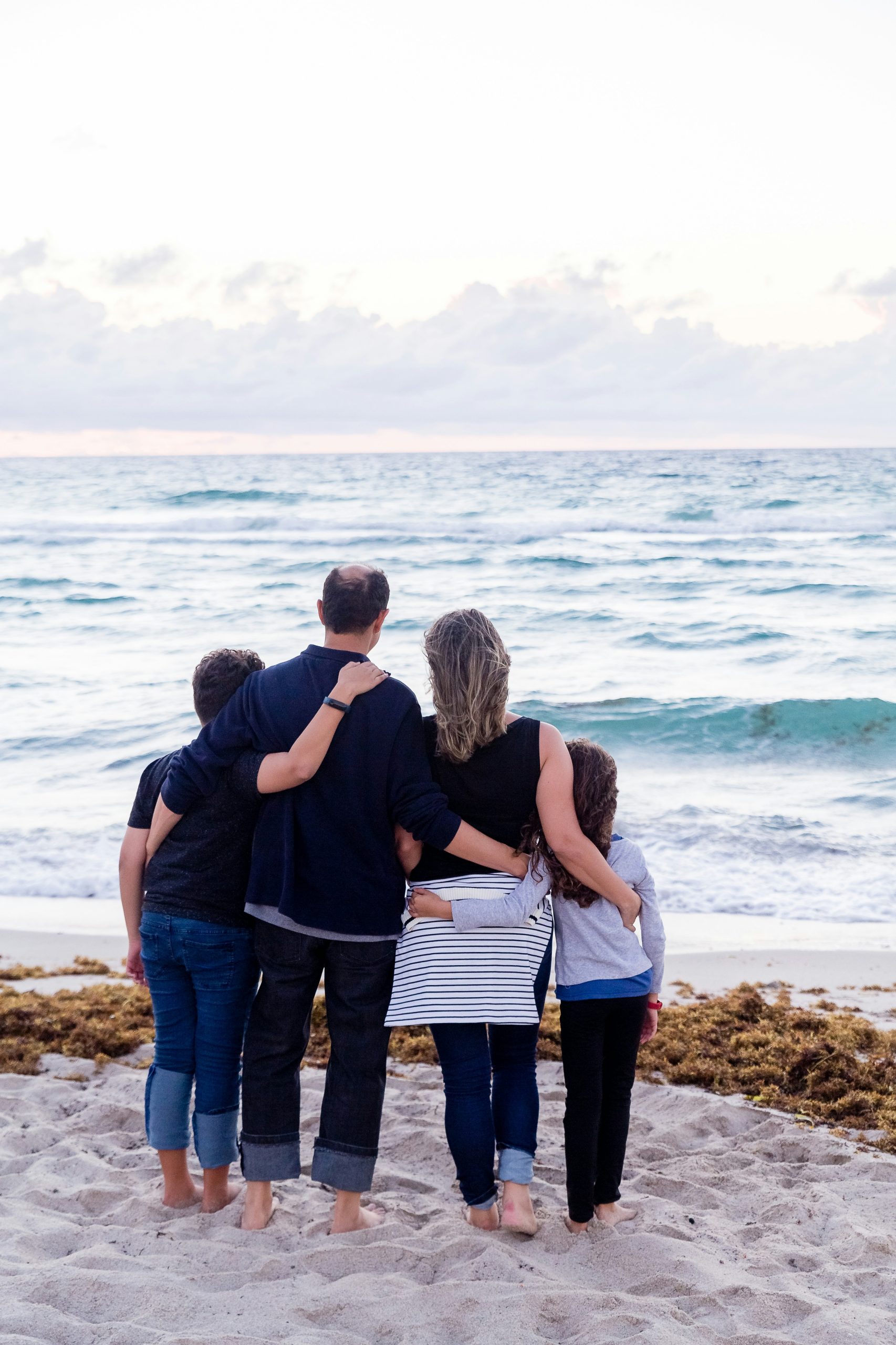 family at the ocean